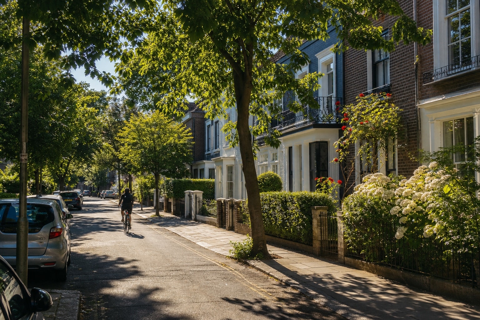 A quiet suburban residential street in a town that has become familiar